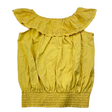 Load image into Gallery viewer, Girls Target, yellow cotton top, broderie trim, EUC, size 10,  
