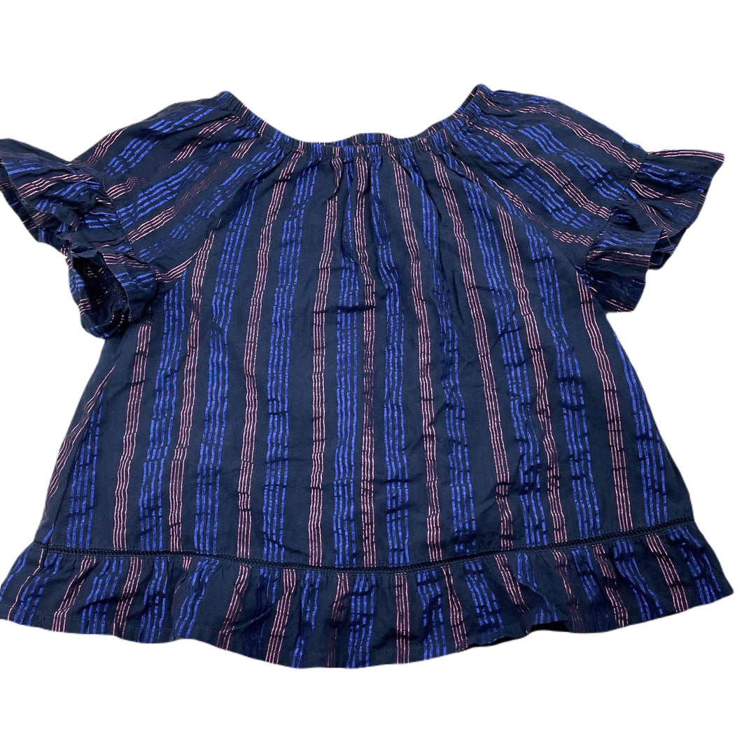 Girls Anko, navy cotton & metallic stripe top, EUC, size 8,  