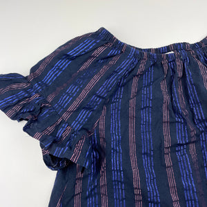 Girls Anko, navy cotton & metallic stripe top, EUC, size 8,  