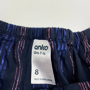 Girls Anko, navy cotton & metallic stripe top, EUC, size 8,  