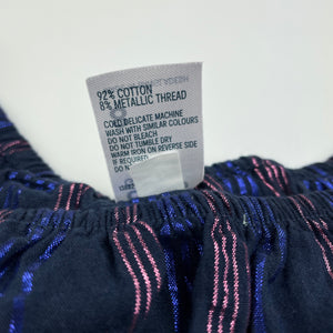 Girls Anko, navy cotton & metallic stripe top, EUC, size 8,  
