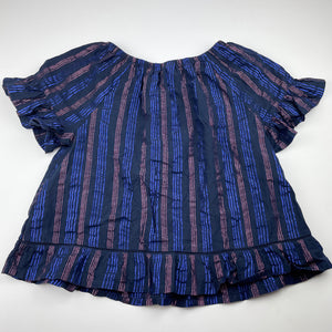 Girls Anko, navy cotton & metallic stripe top, EUC, size 8,  