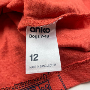 Boys Anko, orange cotton tank top, EUC, size 12,  