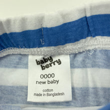 Load image into Gallery viewer, unisex Baby Berry, striped cotton shorts, elasticated, EUC, size 0000,  