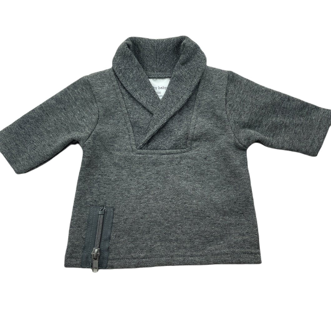unisex Baby Baby, grey fleece lined sweater / top, EUC, size 0000,  