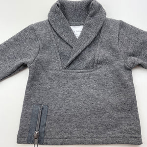 unisex Baby Baby, grey fleece lined sweater / top, EUC, size 0000,  