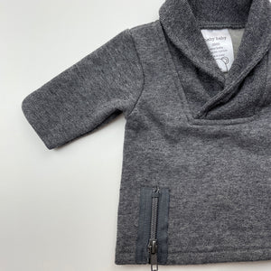 unisex Baby Baby, grey fleece lined sweater / top, EUC, size 0000,  