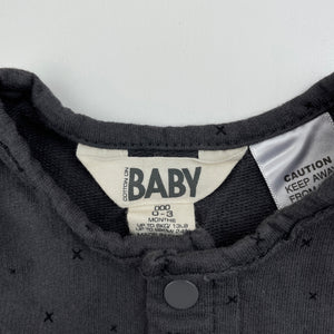 unisex Cotton On, grey cotton romper, EUC, size 000,  