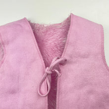 Load image into Gallery viewer, Girls pink, faux fur lined faux suede vest, no labels, armpit to armpit: 33cm, GUC, size 5-6,  