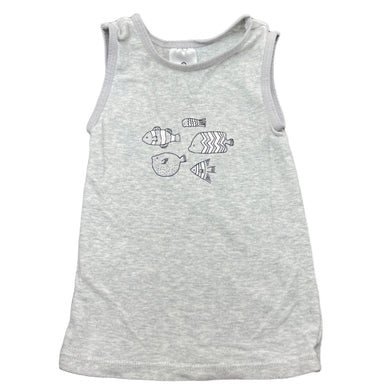 unisex Target, grey cotton singlet top, fish, GUC, size 00,  