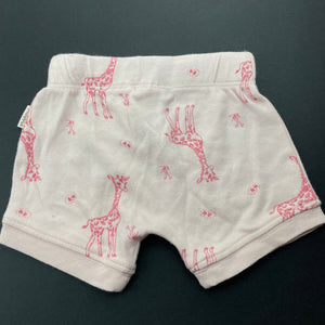 Girls Anko, pink organic cotton shorts, elasticated, EUC, size 000,  