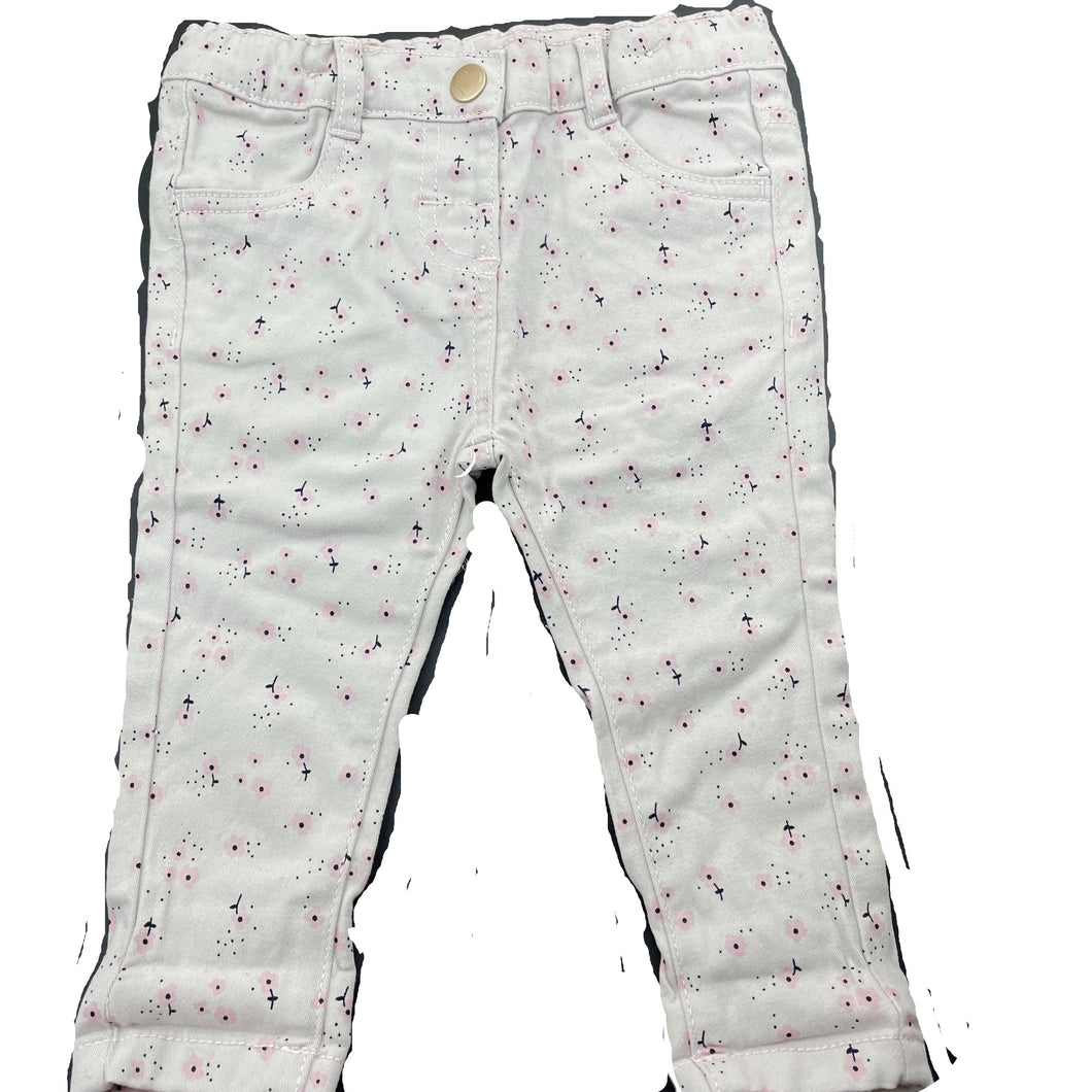 Girls Anko, floral stretch cotton pants, adjustable, EUC, size 00,  