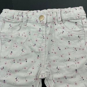 Girls Anko, floral stretch cotton pants, adjustable, EUC, size 00,  