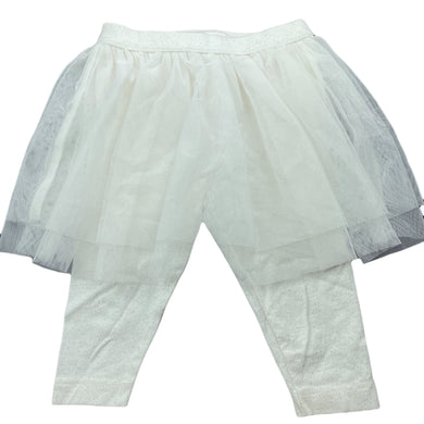 Girls Carters, white & gold glitter tutu leggings, EUC, size 0,  