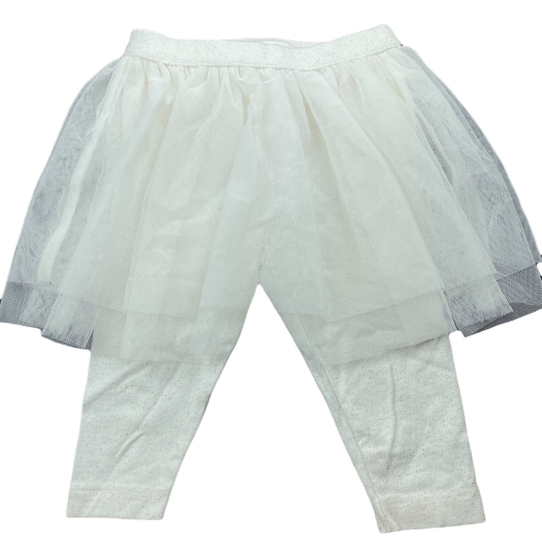 Girls Carters, white & gold glitter tutu leggings, EUC, size 0,  