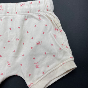 Girls Anko, organic cotton shorts, elasticated, EUC, size 000,  