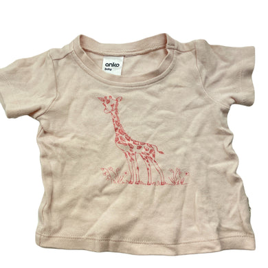 Girls Anko, soft organic cotton t-shirt / top, giraffe, GUC, size 000,  