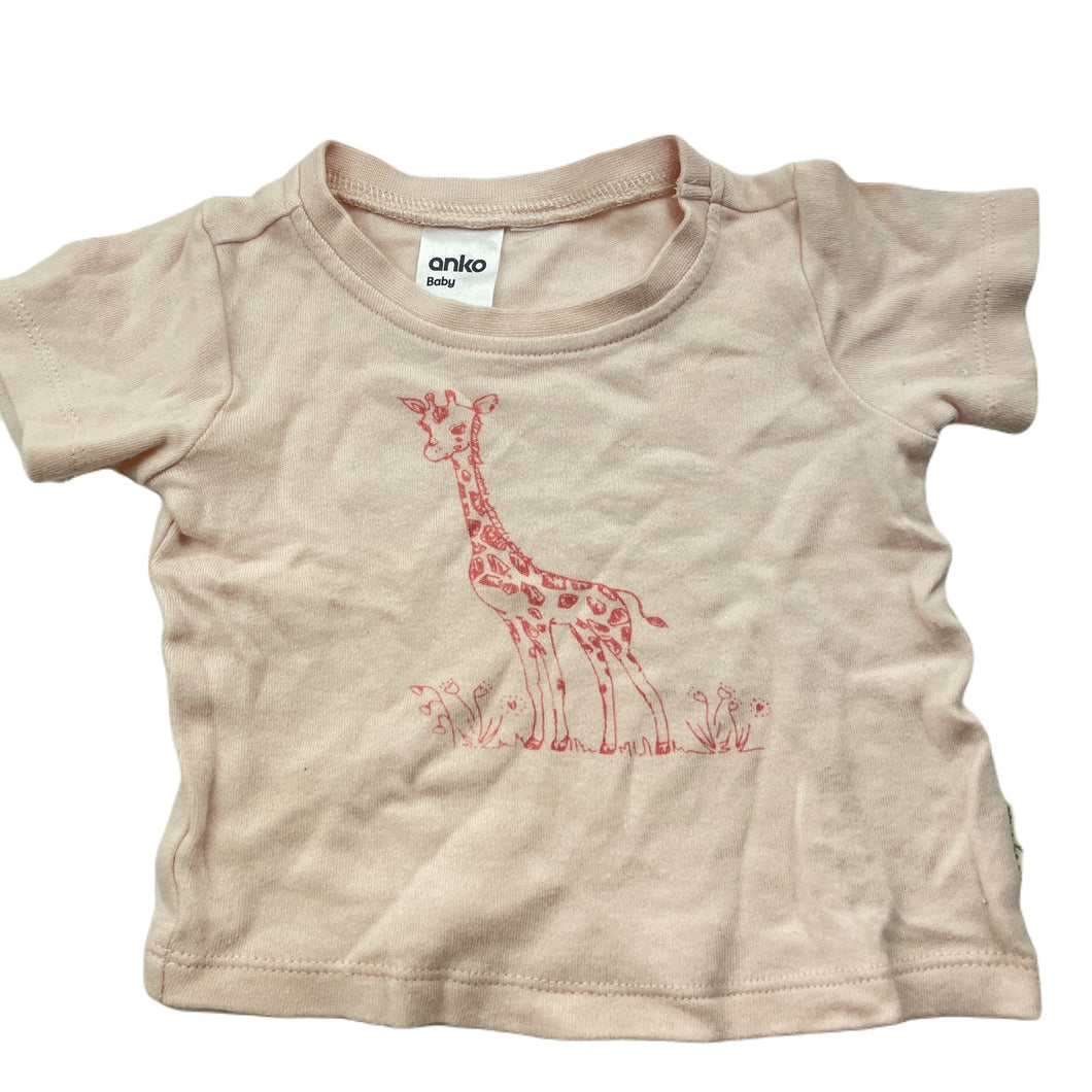 Girls Anko, soft organic cotton t-shirt / top, giraffe, GUC, size 000,  