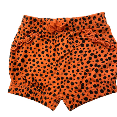 Girls Baby Berry, orange & black cotton shorts, elasticated, EUC, size 00,  