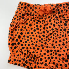 Load image into Gallery viewer, Girls Baby Berry, orange &amp; black cotton shorts, elasticated, EUC, size 00,  
