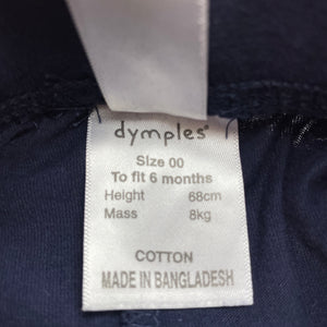Boys Dymples, navy lightweight cotton shorts, elasticated, EUC, size 00,  