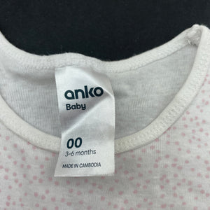 Girls Anko, soft cotton bodysuit / romper, EUC, size 00,  