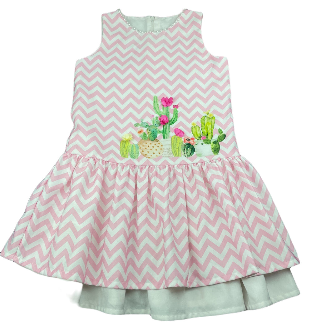 Girls Pink Heart, lined lightweight party dress, no size, armpit to armpit: 32cm, EUC, size 6-7, L: 61cm