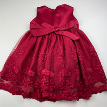 Load image into Gallery viewer, Girls red, cotton lined embroidered party dress, armpit to armpit: 27cm, GUC, size 2, L: 51cm