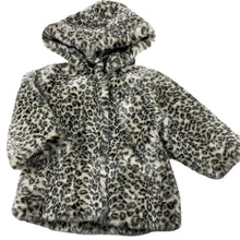 Load image into Gallery viewer, Girls Confetti, faux fur jacket / coat, detachable hood, L: 38cm, EUC, size 1-2,  