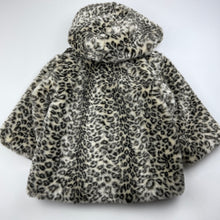 Load image into Gallery viewer, Girls Confetti, faux fur jacket / coat, detachable hood, L: 38cm, EUC, size 1-2,  