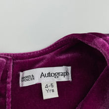 Load image into Gallery viewer, Girls M&amp;S, lined velvet party dress, EUC, size 4-5, L: 58cm