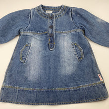 Load image into Gallery viewer, Girls OUCH, blue denim casual dress, GUC, size 1, L: 42cm