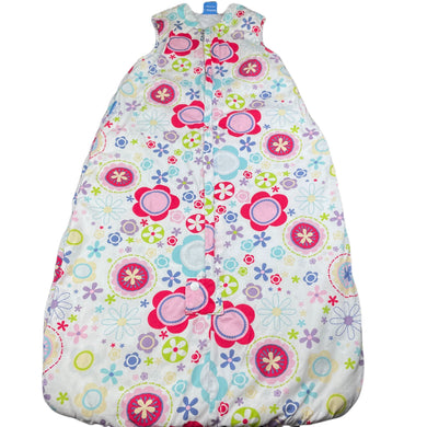 Girls Grobag, floral wadded cotton sleeping bag, L: 84cm, no labels (approx 2.5 Tog), FUC, size 0-1,  