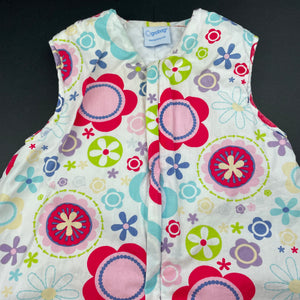 Girls Grobag, floral wadded cotton sleeping bag, L: 84cm, no labels (approx 2.5 Tog), FUC, size 0-1,  