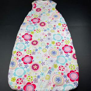 Girls Grobag, floral wadded cotton sleeping bag, L: 84cm, no labels (approx 2.5 Tog), FUC, size 0-1,  