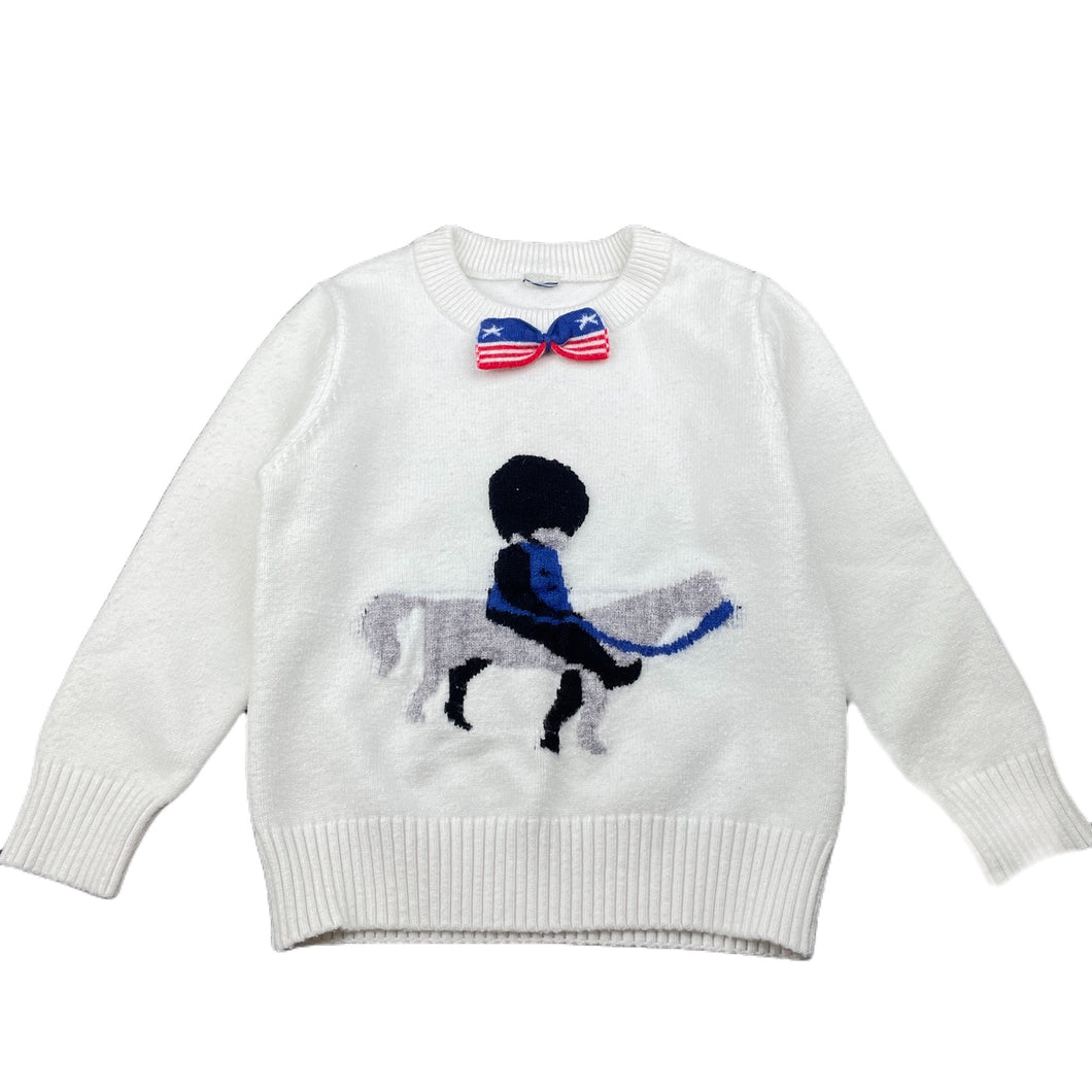 Boys JMBEAR, soft feel knitted sweater / jumper, no size, armpit to armpit: 30cm, shoulder to cuff: 32cm, GUC, size 3-4,  