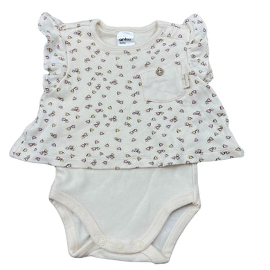 Girls Anko, soft organic cotton romper, EUC, size 000,  