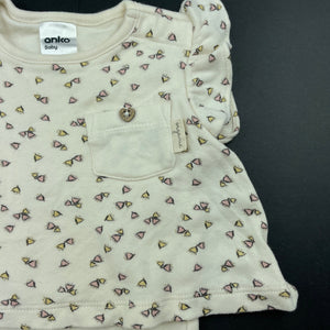 Girls Anko, soft organic cotton romper, EUC, size 000,  