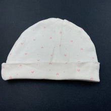 Load image into Gallery viewer, Girls cream, cotton hat / beanie, EUC, size 000-00,  