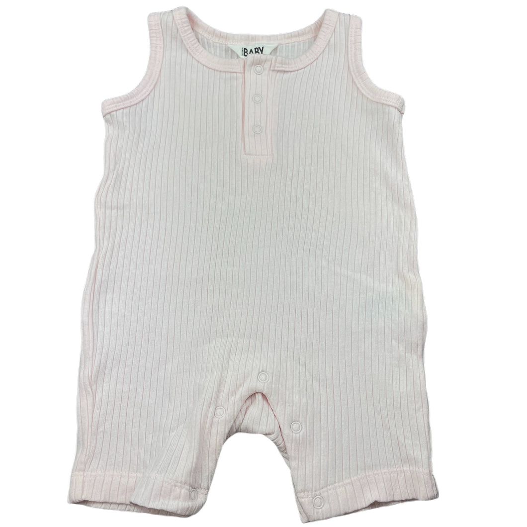 Girls Cotton On, pink ribbed cotton romper, FUC, size 00,  
