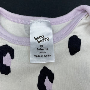 Girls Baby Berry, animal print cotton bodysuit / romper, EUC, size 00,  