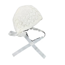 Load image into Gallery viewer, Girls hand made, knitted bonnet / hat, EUC, size 0000-000,  