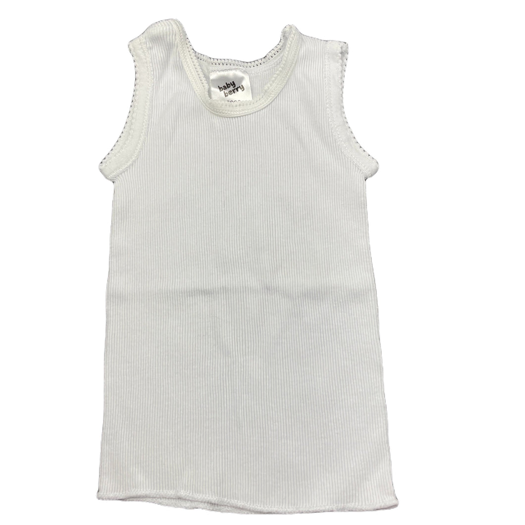 unisex Baby Berry, white ribbed cotton singlet top, EUC, size 0000,  