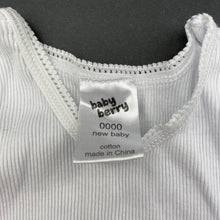 Load image into Gallery viewer, unisex Baby Berry, white ribbed cotton singlet top, EUC, size 0000,  
