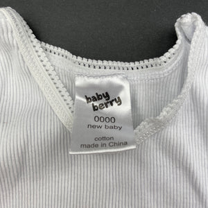 unisex Baby Berry, white ribbed cotton singlet top, EUC, size 0000,  