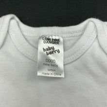 Load image into Gallery viewer, unisex Baby Berry, white cotton bodysuit / romper, EUC, size 0000,  