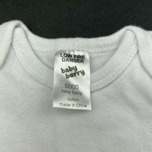 unisex Baby Berry, white cotton bodysuit / romper, EUC, size 0000,  
