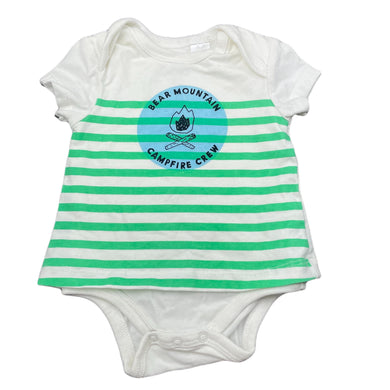 Boys Cotton On, green & white stripe romper, EUC, size 000,  
