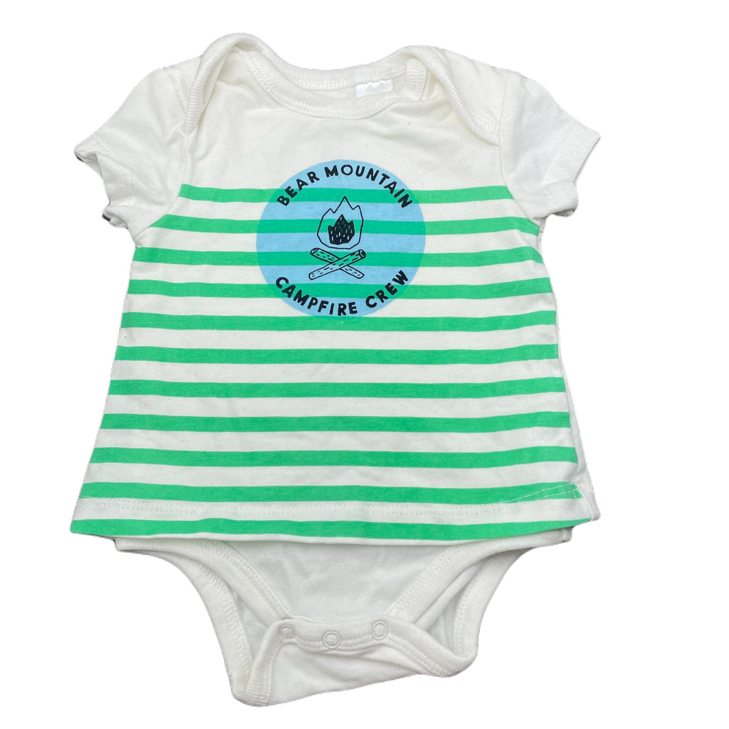 Boys Cotton On, green & white stripe romper, EUC, size 000,  