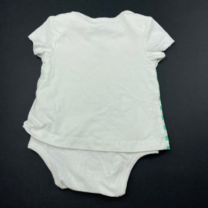 Boys Cotton On, green & white stripe romper, EUC, size 000,  